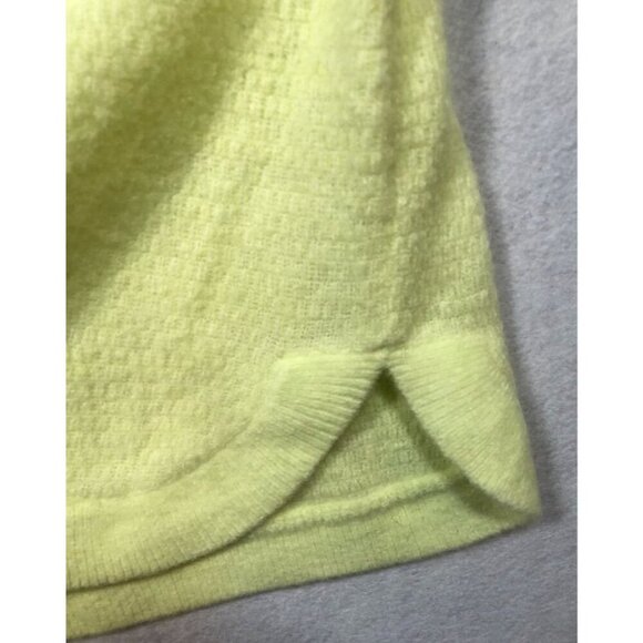 LOFT Textured Shirttail Sweater Neon Yellow 498560 Crew Neck Knit Womens Small S - Picture 5 of 8